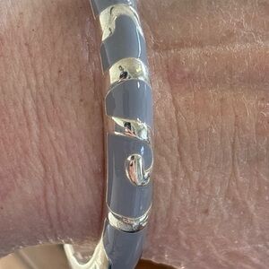 Elegant Silver and White Clamp Bracelet